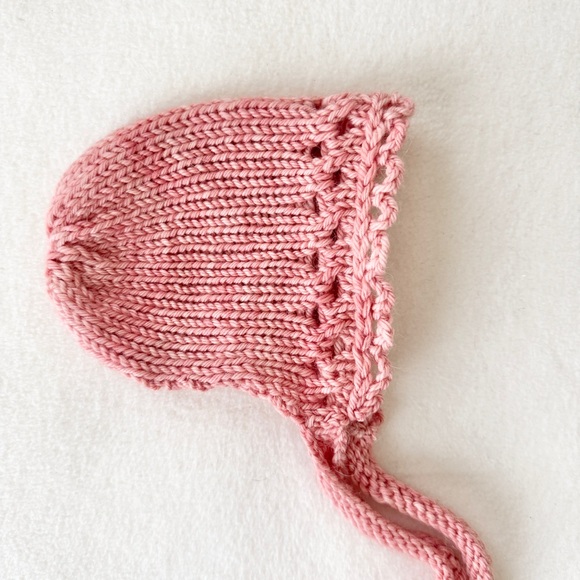 Hand Crafted Other - Knitted Baby Bonnet Handmade Knitted Newborn Baby Bonnet – Heather Red